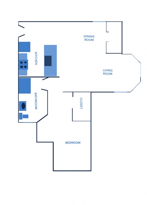 a line drawing of a floor plan of a living room with an open floor plan